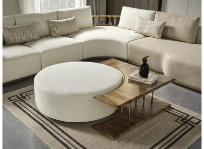 Hocker obývací pokoj nový dřevo s textilním designem čalounění bílá moderní
