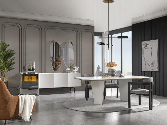 Kompletní sada stolu 4x židle jídelní set skupina dřevo 8dílná nová