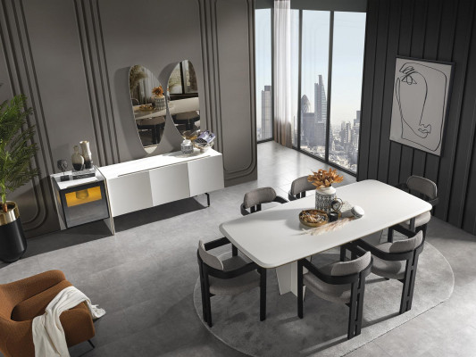 Kompletní sada stolu 4x židle jídelní set skupina dřevo 8dílná nová