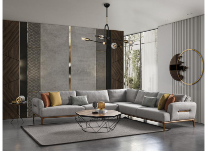 Rohová sedací souprava L tvaru pro obývací pokoj, nový moderní šedý design