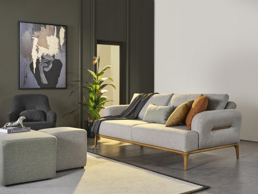 Sofa set 3místná 2x polštář 4ks. obývací pokoj nový šedá moderní