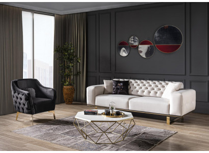 Pohovka s křeslem 31 míst, nábytek luxusního designu, nová bílá barva
