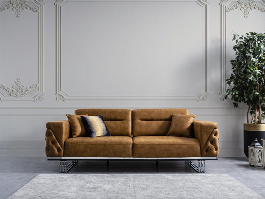 Sofa 3místná obývací pokoj Design nábytek Styl Moderní Nový hnědý Luxus