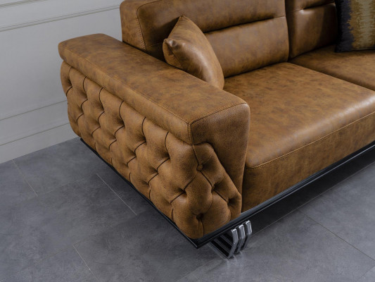 Sofa 3místná obývací pokoj Design nábytek Styl Moderní Nový hnědý Luxus