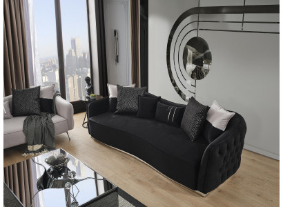 Pohovka 4místná luxusní designový luxusní nábytek nový černý obývací pokoj