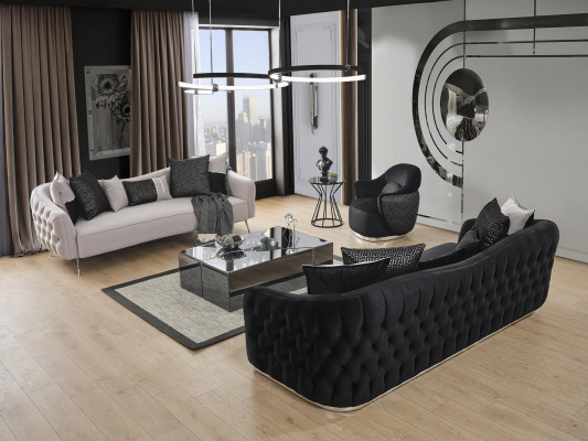 Pohovka 4místná luxusní designový luxusní nábytek nový černý obývací pokoj