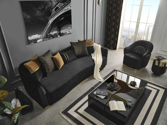 Pohovka 4místná Chesterfield potah obývací pokoj Design Luxusní dřevo.