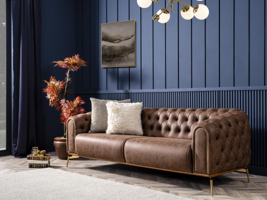 Chesterfield Sofa 3 místná sedačka Nábytek Pohovky Pohovky Obývací pokoj 230cm