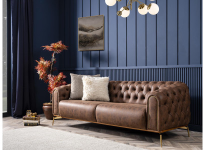 Chesterfield Sofa 3 místná sedačka Nábytek Pohovky Pohovky Obývací pokoj 230cm