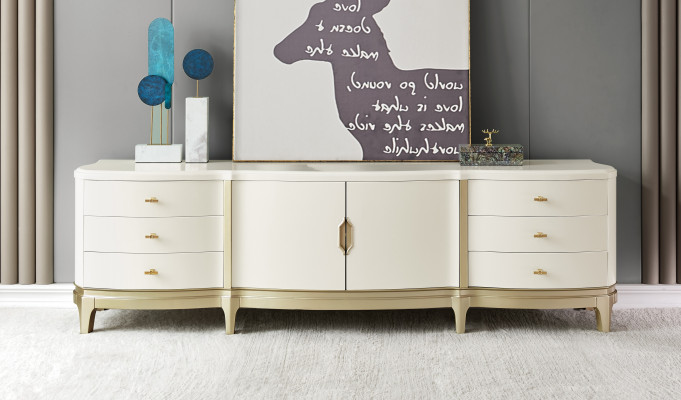 Komoda vysoký nábytek Regál nábytek Dřevěná skříň Bílá Komoda Sideboard