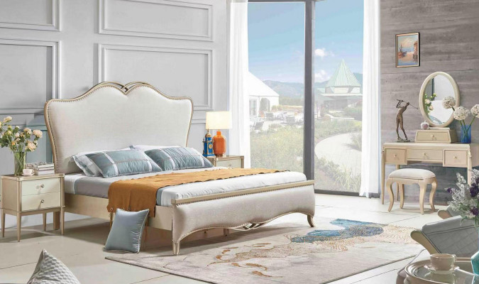 Postel + 2x noční stolky 3-dílná sada ložnice Design Moderní Luxus 180x200 cm Nové