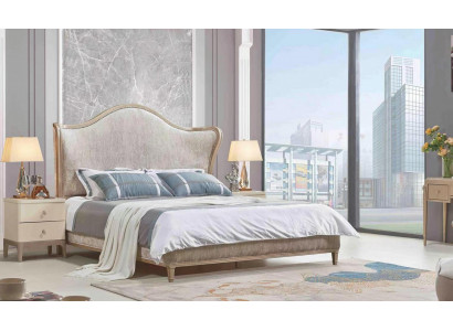 Design Luxus Doppel Silber Lůžko Nábytek Ložnice Postel Polštář Látka Textil