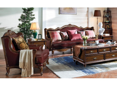 Klasická kožená sada Chesterfield Barokní rokoko, gauč 3+1