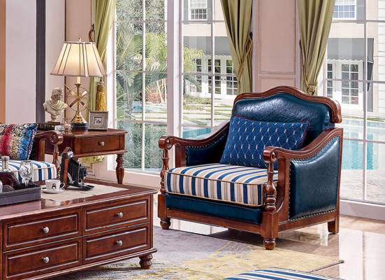 Design křeslo z kůže obývací pokoj Lounge luxusní židle design furniture modrá