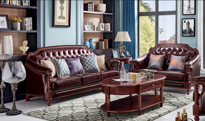 Luxusní souprava sedacích souprav 3+2místná kůžená sedačka gauč Set