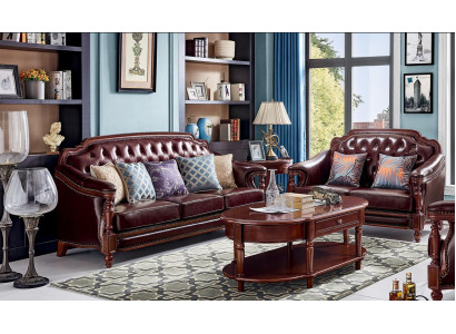 Luxusní souprava sedacích souprav 3+2místná kůžená sedačka gauč Set