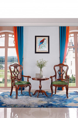 Návrhářská židle s loketními opěrkami pro obývací pokoj 2x židle dřevo skupina souprava