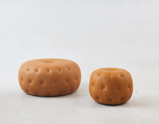 Nohovské křeslo Chesterfield Orange Leather Textile 78x35