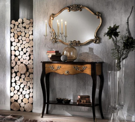 Konferenční stůl Nábytek Barokní Styl Zrcadlo Dřevo Italský Stoly Skupina 2ks. Set