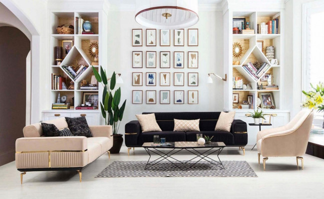 Sedací souprava Kompletní sestava sedadel: pohovka 3+3+1 sedadlo Křeslo potah látkový gauč gauče Nový