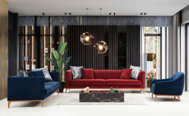 Tří sedačková sedací souprava 3místná pohovka Luxus Sitz Stoff Modern Stil Textil Couchen Möbel