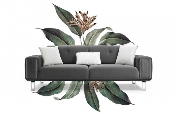 Luxus Sofa Design Třísedák Moderní Pohovka Šedá Sedací soupravy Nábytek Polystyren Loft Nový