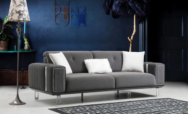 Luxus Sofa Design Třísedák Moderní Pohovka Šedá Sedací soupravy Nábytek Polystyren Loft Nový