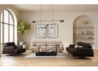 Luxusní sedací souprava, pohovka, sedací souprava, pohovky 3+3+1, křeslo, moderní, kůže, nový