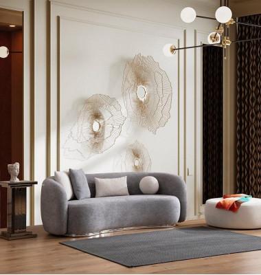 Moderní šedá pohovka s moderním designem o 4 sedadlech se židlí - nový nábytek