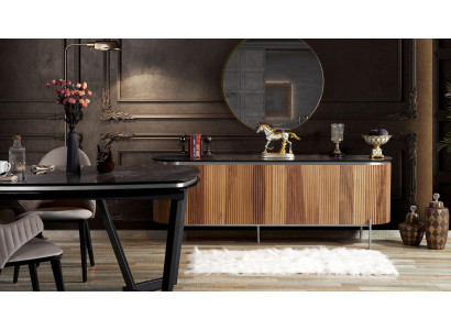 Luxusní jídelní set Modern se skládá z černé přistýlky a zrcadla.
