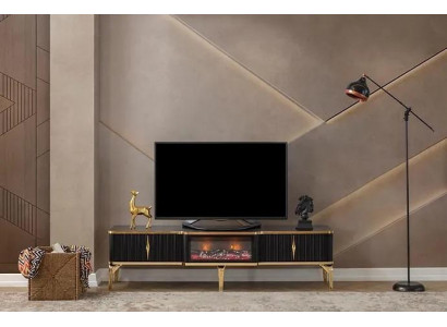 Černé TV nízká skříň nový luxusní nábytek MDF-kov pro obývací pokoj.