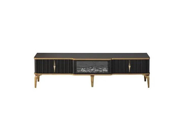 Schwarzes TV-Lowboard neue luxuriöse Möbel MDF-Metall für Wohnzimmer
