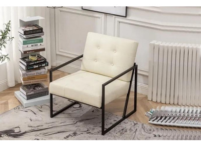 Exkluzivní křeslo obývacího pokoje moderního stylu béžové textilie kovové nohy