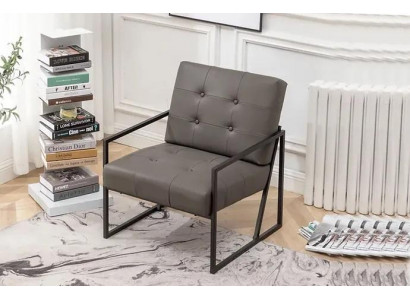 Obývací pokoj křeslo tmavě šedé 1-sedadlo kovové nohy + textilní čalounění