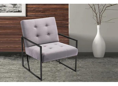 Obývací pokoj Křeslo Fialová barva Kovové nohy Textil Jednomístný Chesterfield