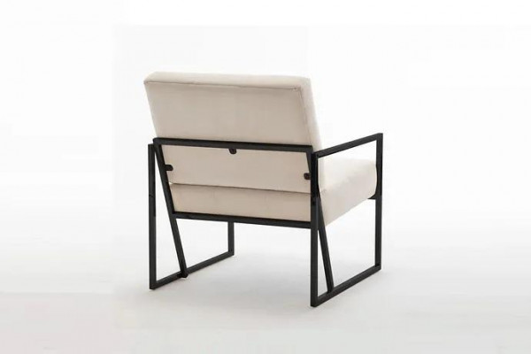 Béžové textilní křeslo obývacího pokoje 1-sedadlo s relaxačními kovovými nohami jídelny