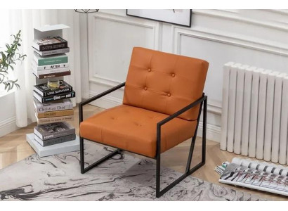 Obývací pokoj křeslo Oranžové Nové luxusní kovové nohy Textilní čalounění