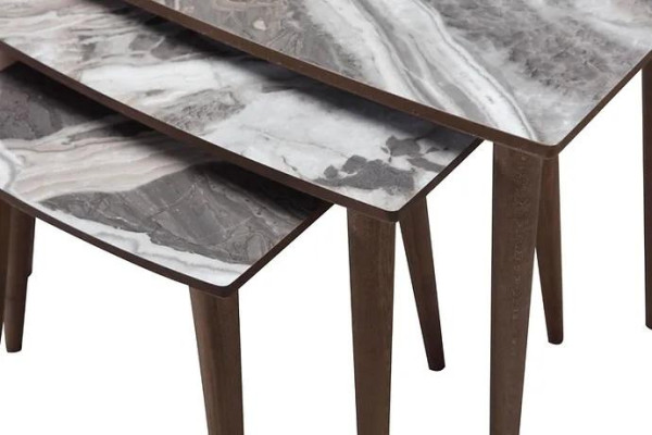 Modernes Wohnzimmer 3x Couchtisch-Set rechteckig beige Beistelltisch