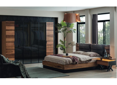 Moderní ložnice Návrhářská postel 2x noční stolky Šatní skříň