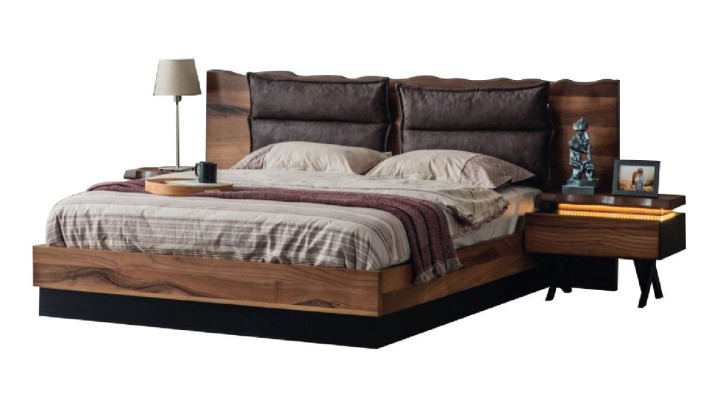 Moderní ložnice Návrhářská postel 2x noční stolky Šatní skříň