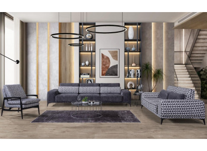 Šedá obývací sestava Exkluzivní třísedák Jednosedák 3 kusy 4+3+1