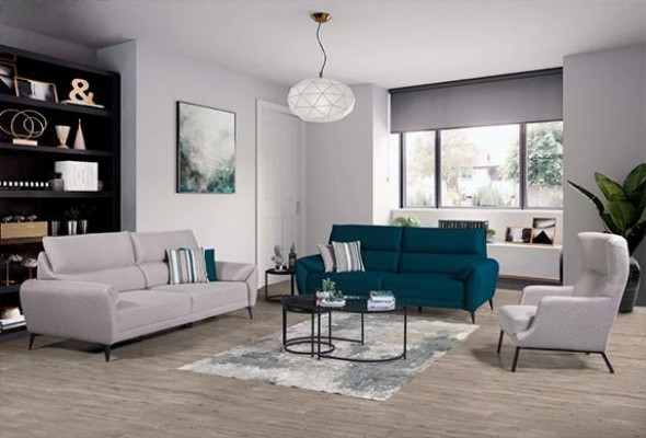 Elegantní sada obývacího pokoje 2x 3-místná pohovka křesla 3dílná sestava.