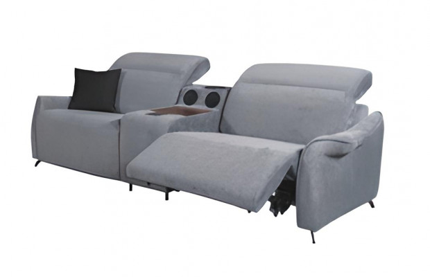 Šedá polstrovaná pohovka Designer 3-místná se zvukovým zařízením Moderní