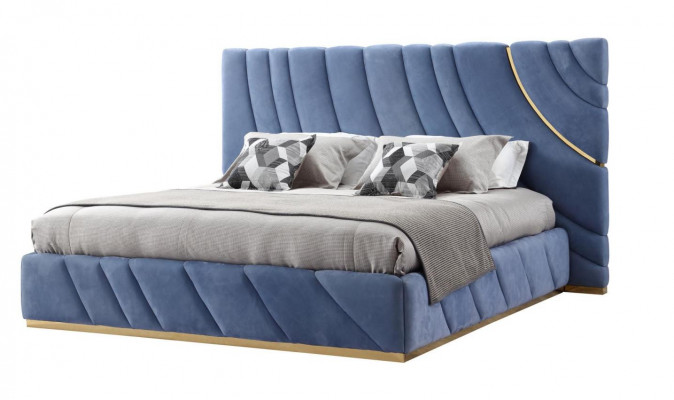 Ložnice set Postel 2x Noční stolky 3dílný Modrá nová Moderní Kompletní Luxusní Nábytek