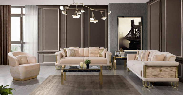 Obývací pokoj Beige Sofa set Tří a dvousedačka Křeslo Skupina.