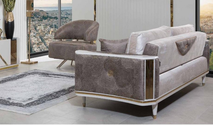 Moderní obývací sestava Designer Beige třímístná pohovka Konferenční stolek