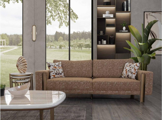 Elegantní hnědá obývací sestava pro designéry 3-místná pohovka 1-místná pohovka 3 kusy