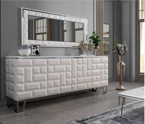 Bílý luxusní komodní designér obdélníkové zrcadlo moderní stolek.