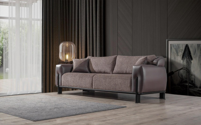 Hnědá obývací místnost 3místná designová sedací souprava Exkluzivní nový gauč