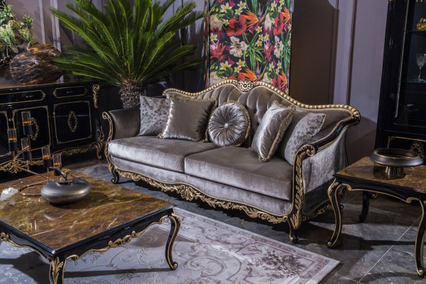 Klasická luxusní pohovka 3místná pohovka Sedačky Tkaninový design Pohovka Styl Textilní